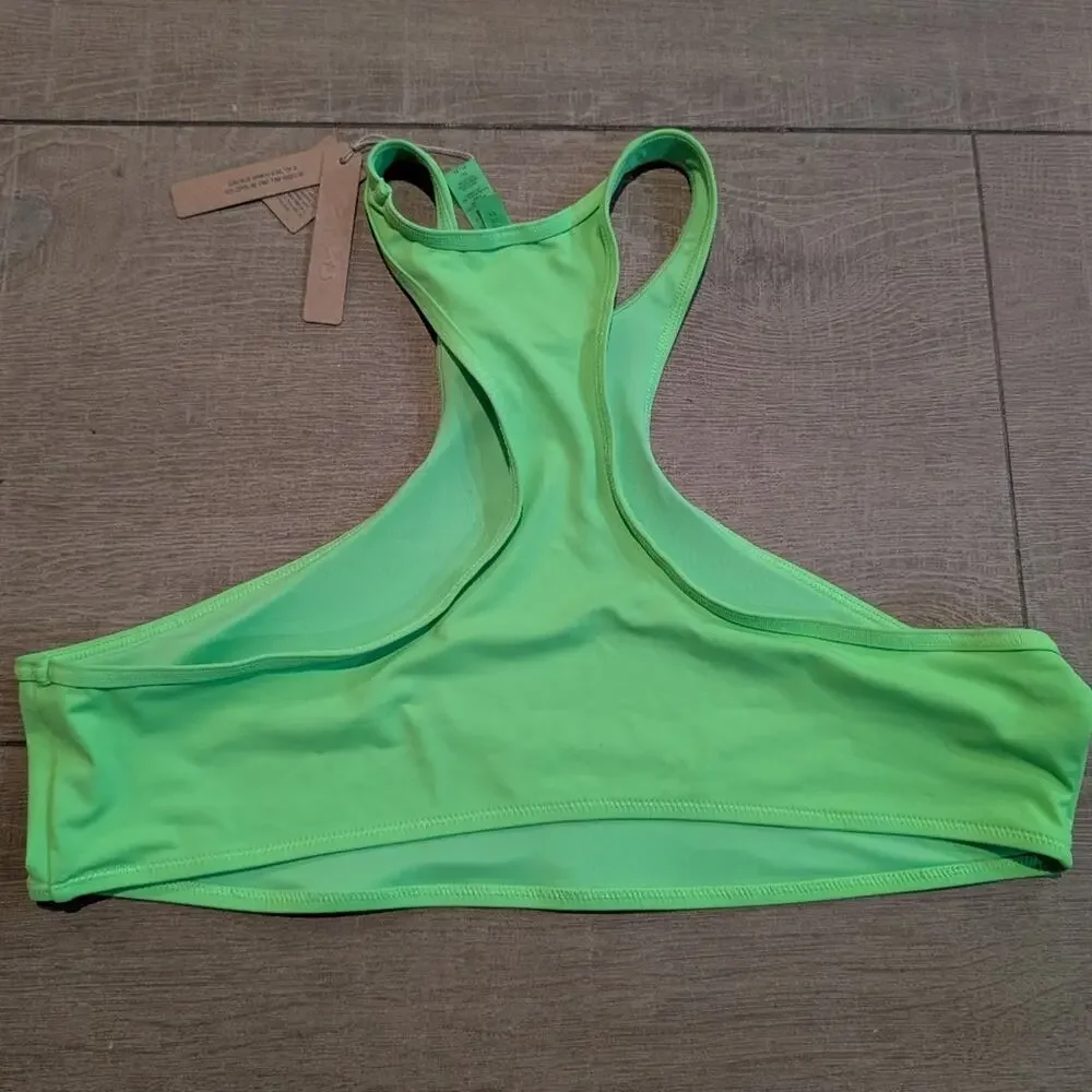 Skims Swim High Neck Racer Back Bikini Top Neon Green 3X